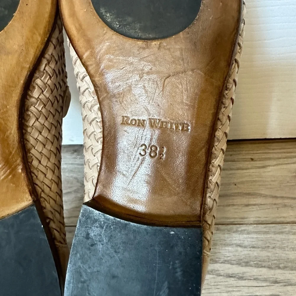 RON White Yara Made in Italy Woven Leather Loafers